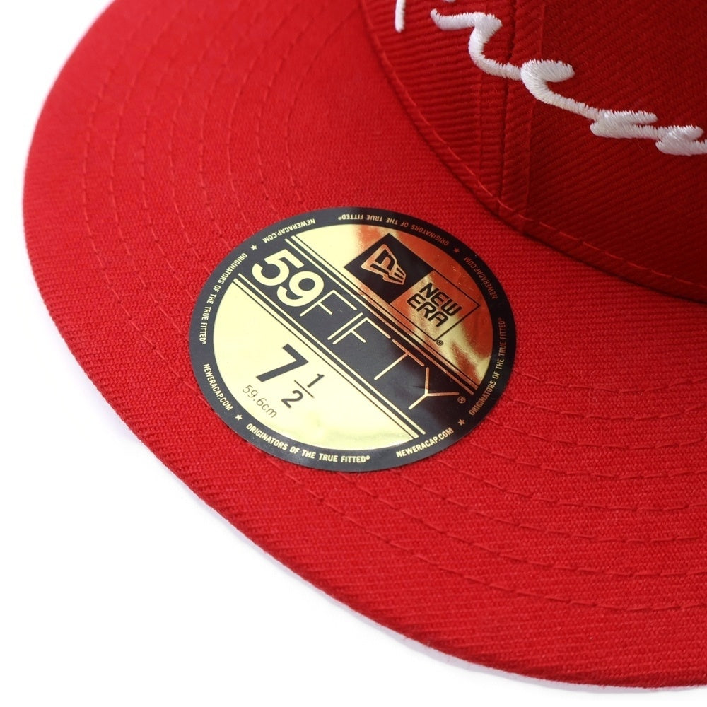 SUPREME(シュプリーム) 18AW ×NEW ERA Classic Script Cap ニューエラ クラシックスクリプトロゴ 刺繍 ベースボールキャップ レッド