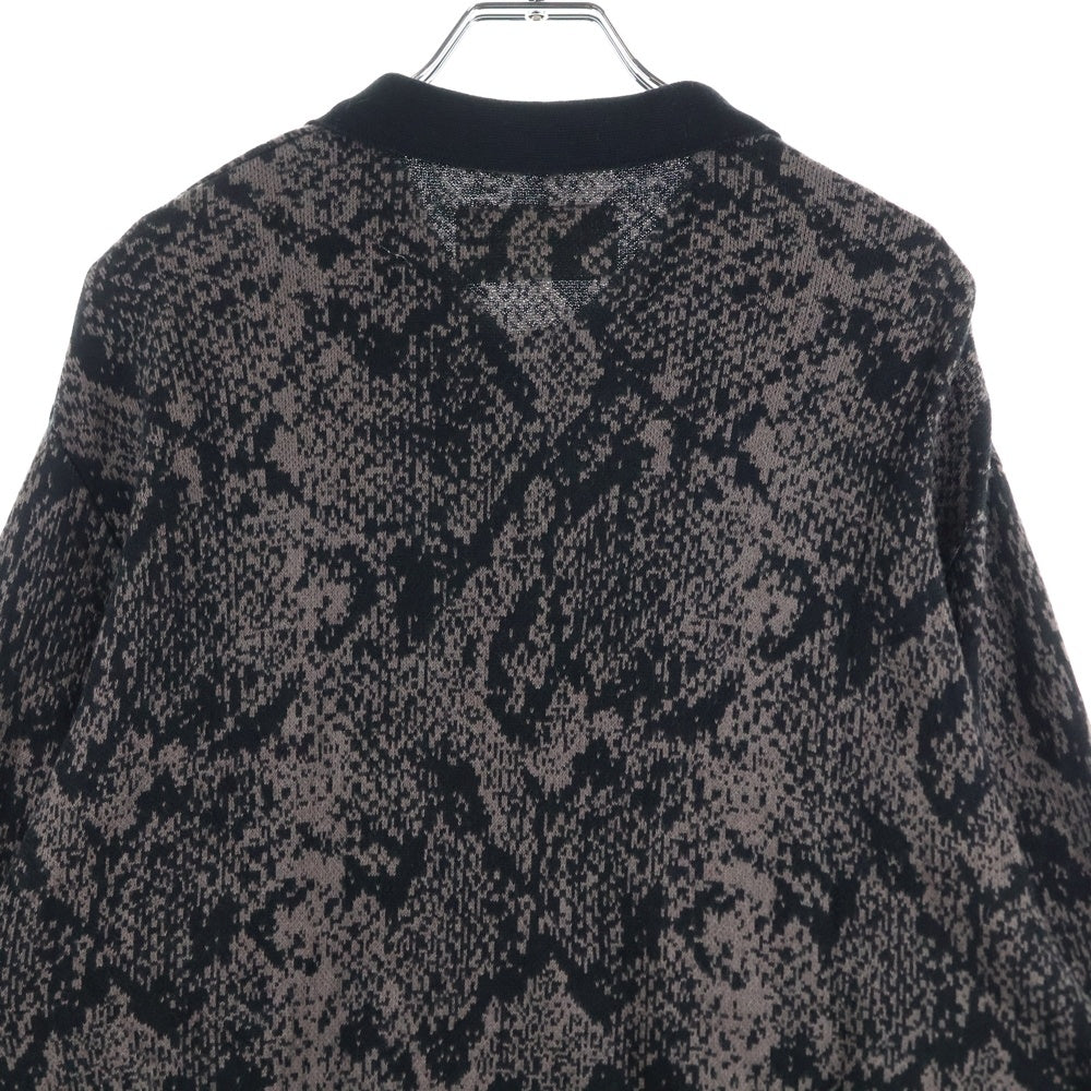 WACKO MARIA(ワコマリア) 22AW PYTHON KINT POLO SHIRT パイソン柄 長袖ポロシャツ ブラウン 22FW-WMK-KN20