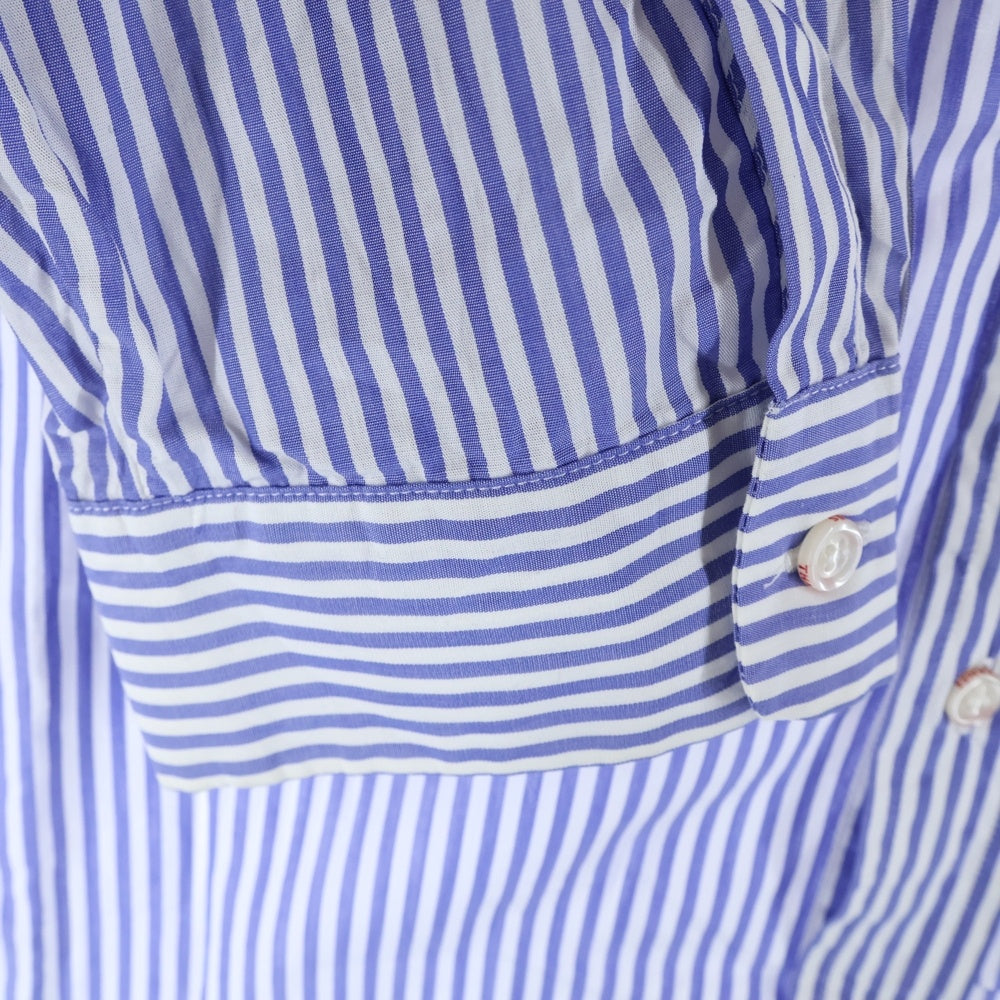 Thames(テムズ) p.g shirts Blondey McCoy ブロンディ・マッコイ ロゴ刺繍 右ポケット ストライプ 長袖シャツ ブルー/ホワイト