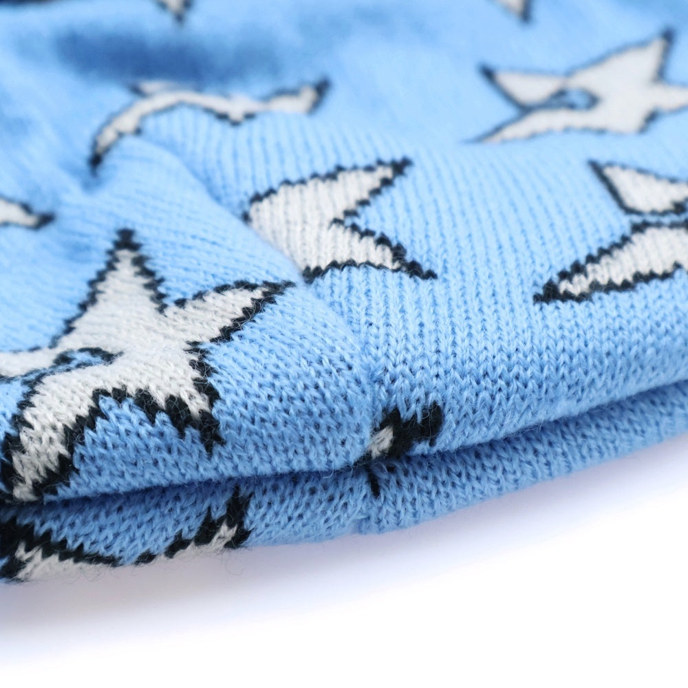 NO BRAND(ノーブランド) CARPET COMPANY C-Star Beanie カーペットカンパニー スター総柄ビーニー ニットキャップ 帽子 ブルー