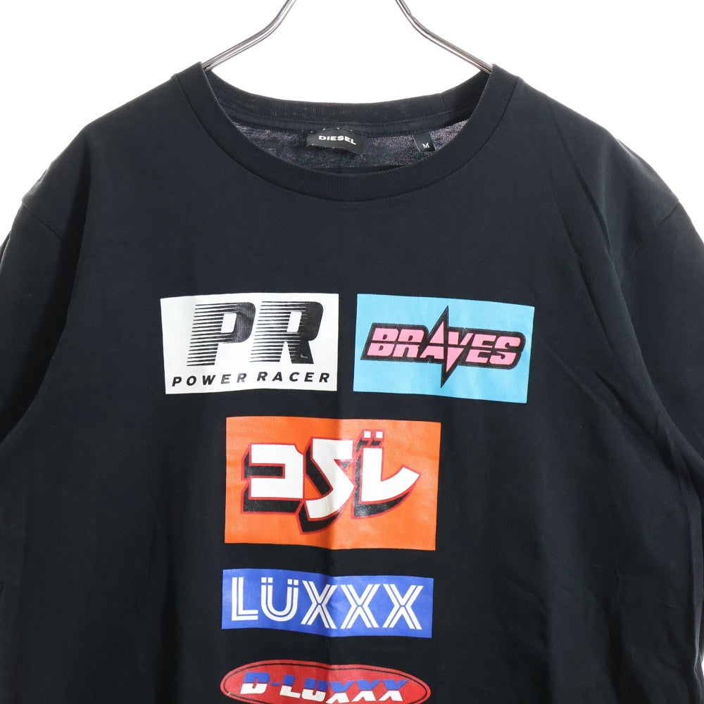 DIESEL(ディーゼル) レーシングロゴ プリント 半袖Tシャツ カットソー ブラック