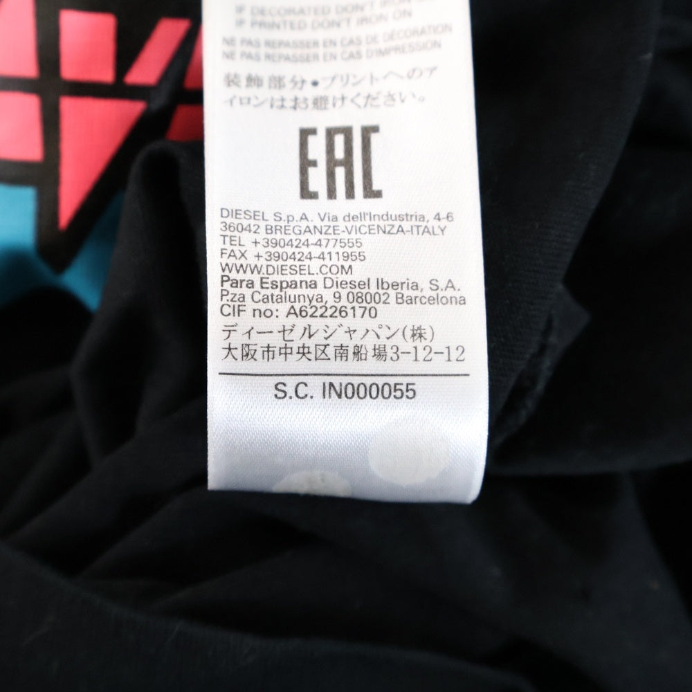 DIESEL(ディーゼル) レーシングロゴ プリント 半袖Tシャツ カットソー ブラック