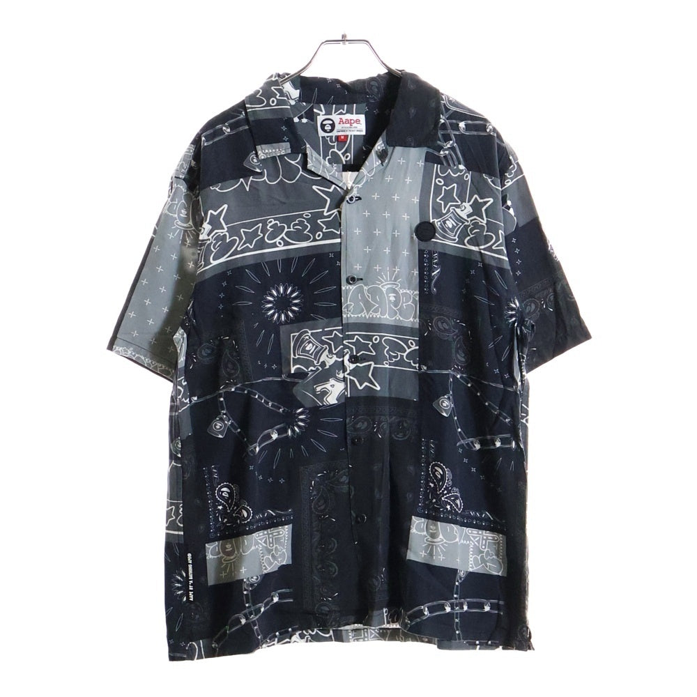 AAPE BY A BATHING APE(エーエイプバイアベイシングエイプ) ペイズリー 総柄 半袖シャツ ネイビー AAPSRM8405XXI