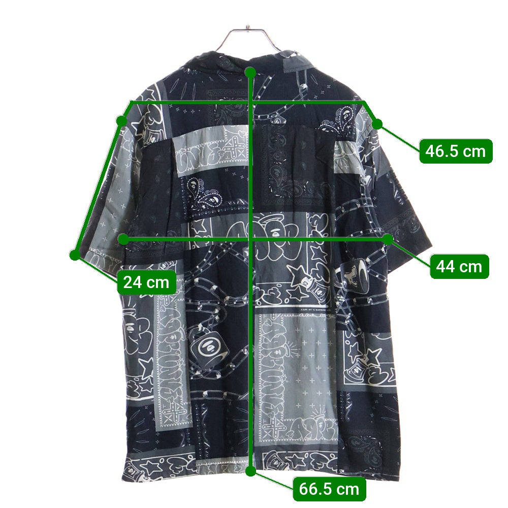 AAPE BY A BATHING APE(エーエイプバイアベイシングエイプ) ペイズリー 総柄 半袖シャツ ネイビー AAPSRM8405XXI