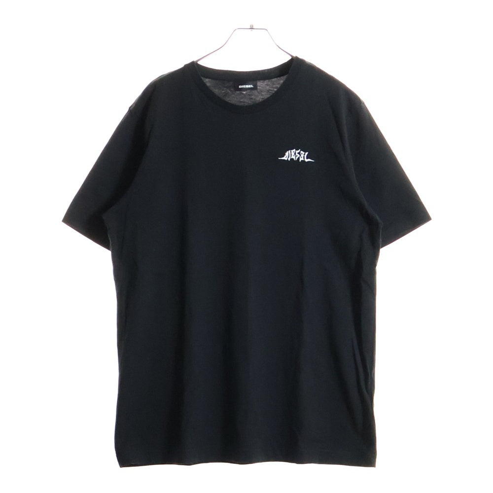 DIESEL(ディーゼル) ロゴ刺繍 バックプリント 半袖Tシャツ カットソー ブラック