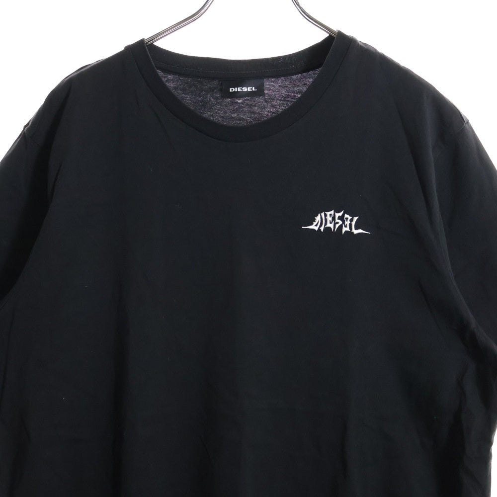 DIESEL(ディーゼル) ロゴ刺繍 バックプリント 半袖Tシャツ カットソー ブラック