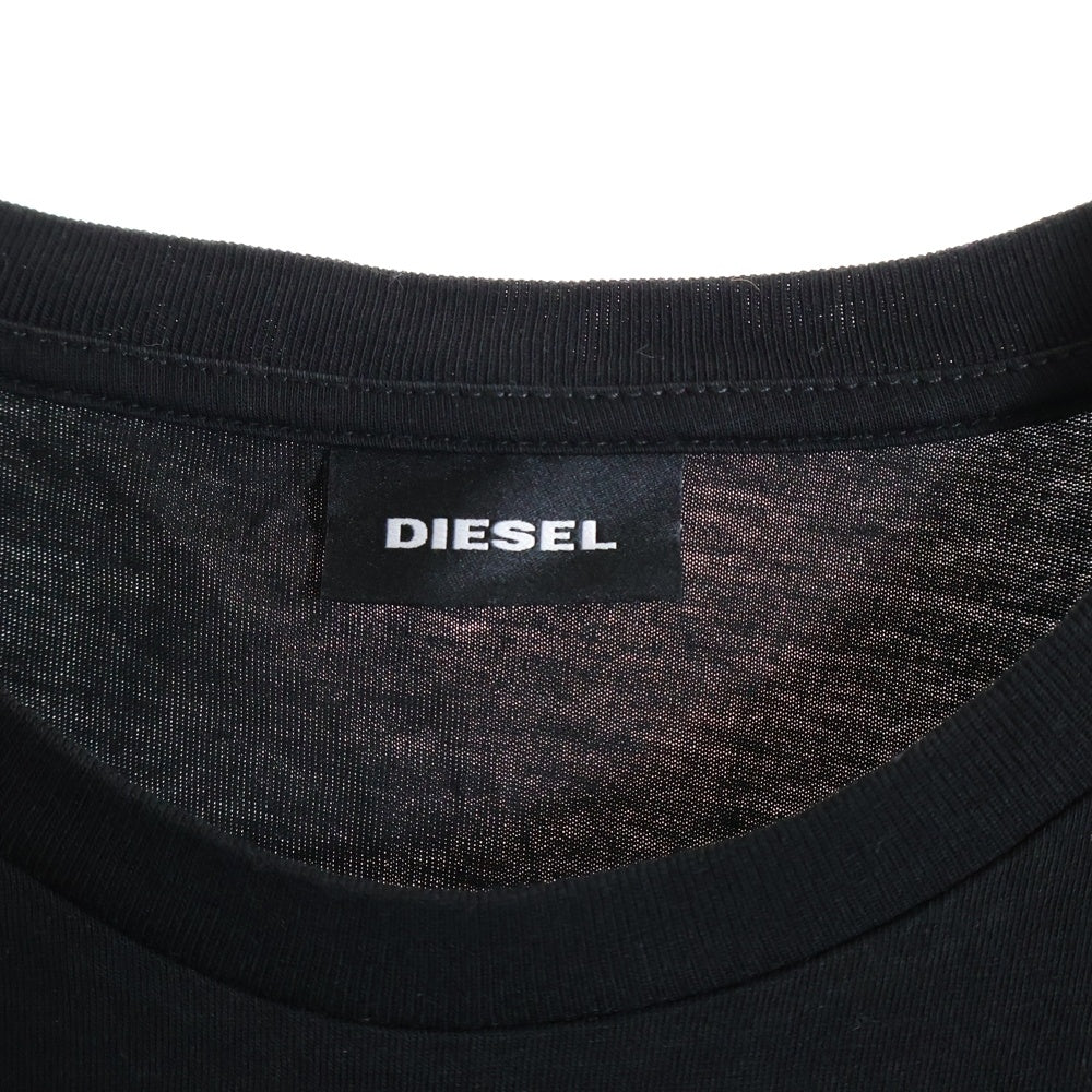 DIESEL(ディーゼル) ロゴ刺繍 バックプリント 半袖Tシャツ カットソー ブラック