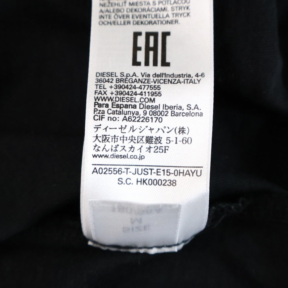 DIESEL(ディーゼル) ロゴ刺繍 バックプリント 半袖Tシャツ カットソー ブラック