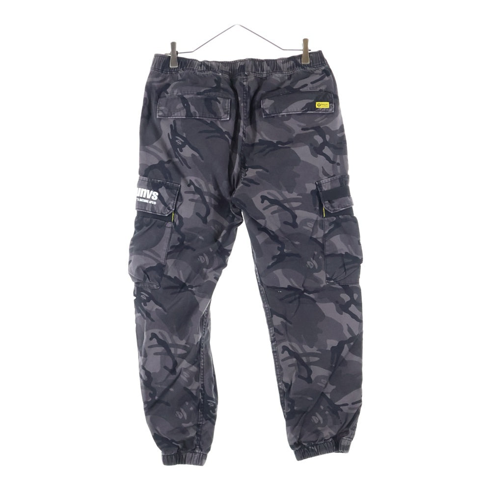 AAPE BY A BATHING APE(エーエイプバイアベイシングエイプ) WOVEN CARGO PANTS カモ柄 ジップフライ カーゴパンツ ブラック AAPPTM6482XAC