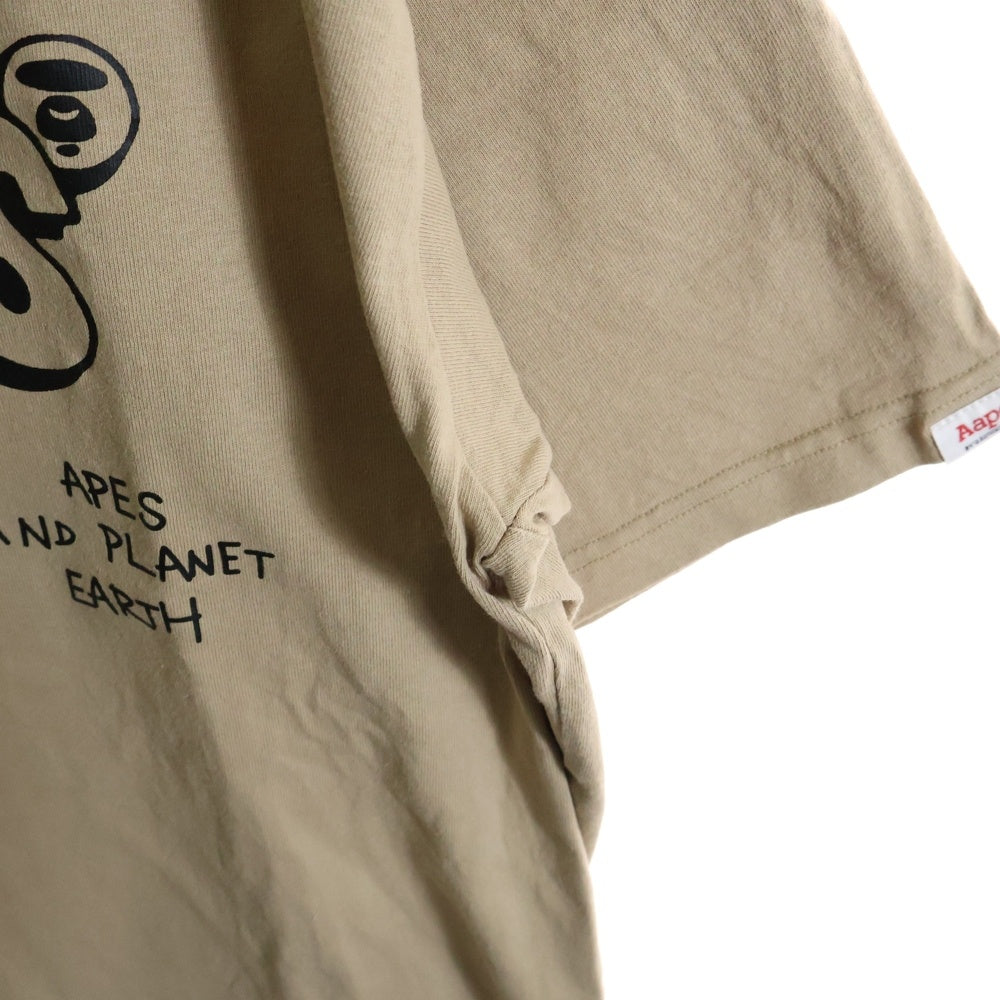 AAPE BY A BATHING APE(エーエイプバイアベイシングエイプ) 両面プリント クルーネック 半袖 Tシャツ カットソー ベージュ AAPTEM0882XXI