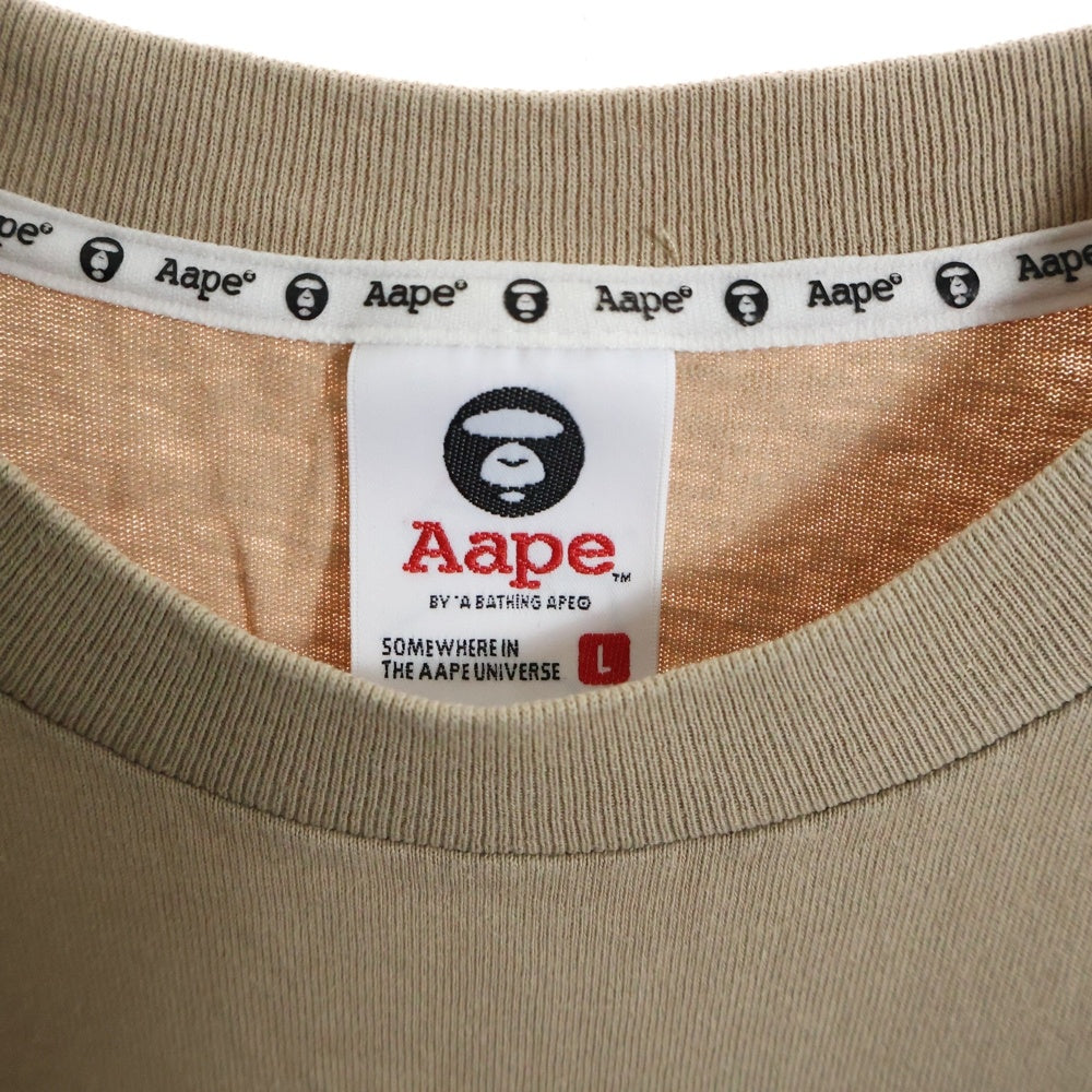 AAPE BY A BATHING APE(エーエイプバイアベイシングエイプ) 両面プリント クルーネック 半袖 Tシャツ カットソー ベージュ AAPTEM0882XXI