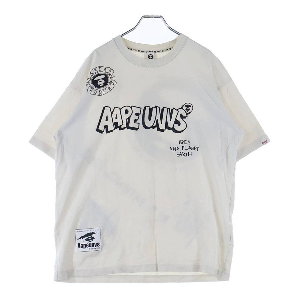 AAPE BY A BATHING APE(エーエイプバイアベイシングエイプ) 両面プリント クルーネック 半袖 Tシャツ カットソー ホワイト AAPTEM0882XXI