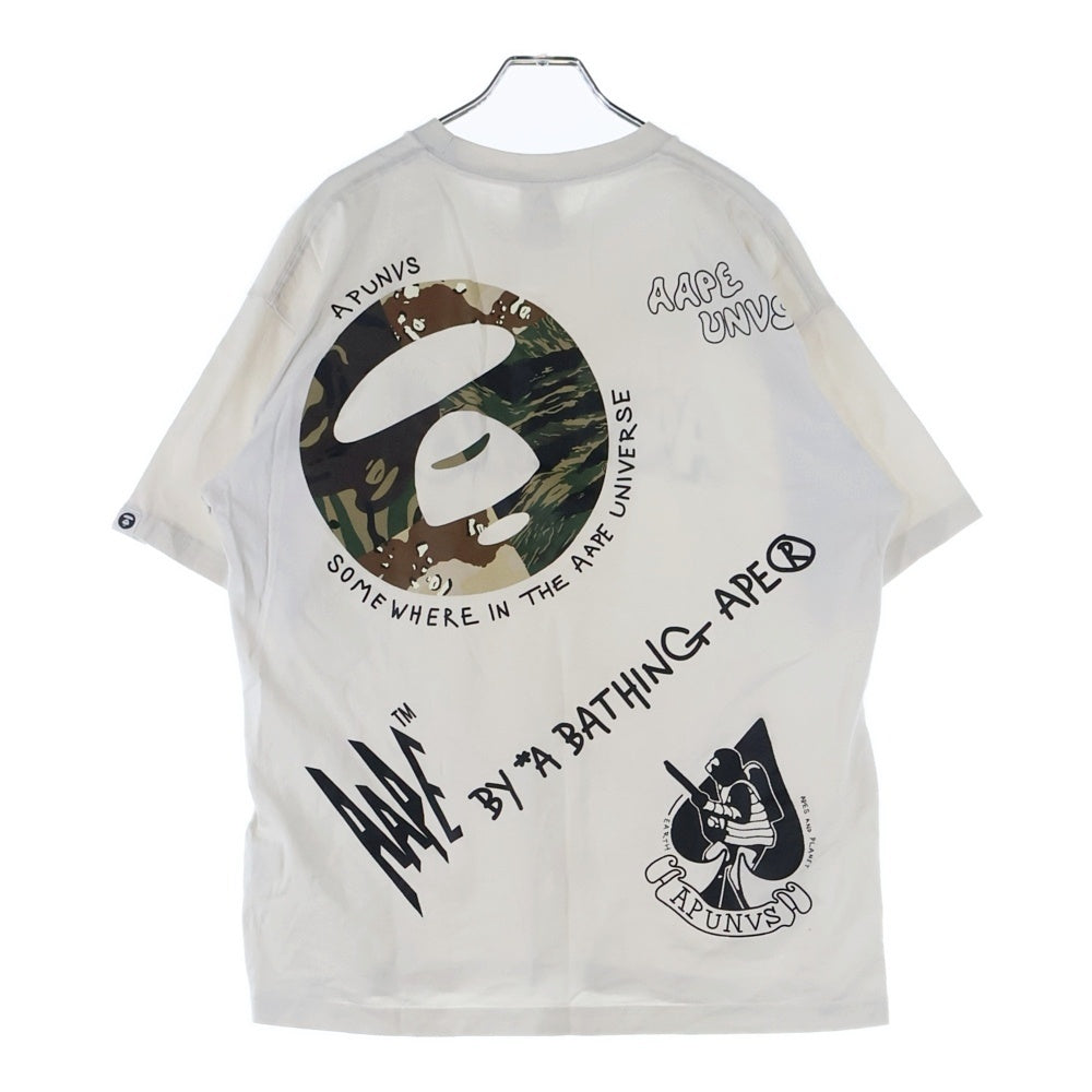 AAPE BY A BATHING APE(エーエイプバイアベイシングエイプ) 両面プリント クルーネック 半袖 Tシャツ カットソー ホワイト AAPTEM0882XXI