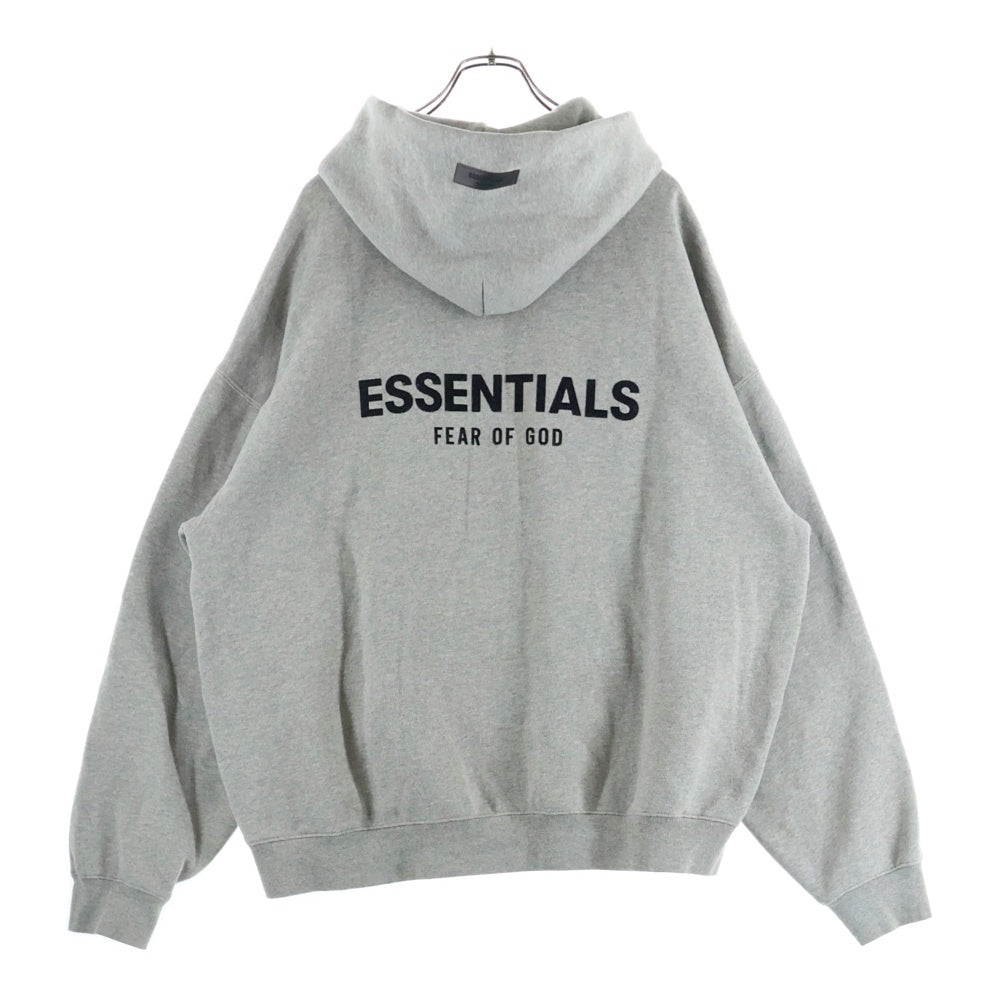 ESSENTIALS FEAR OF GOD(エッセンシャル フィアオブゴッド) フロッキー ロゴプリント プルオーバーパーカー フーディ グレー