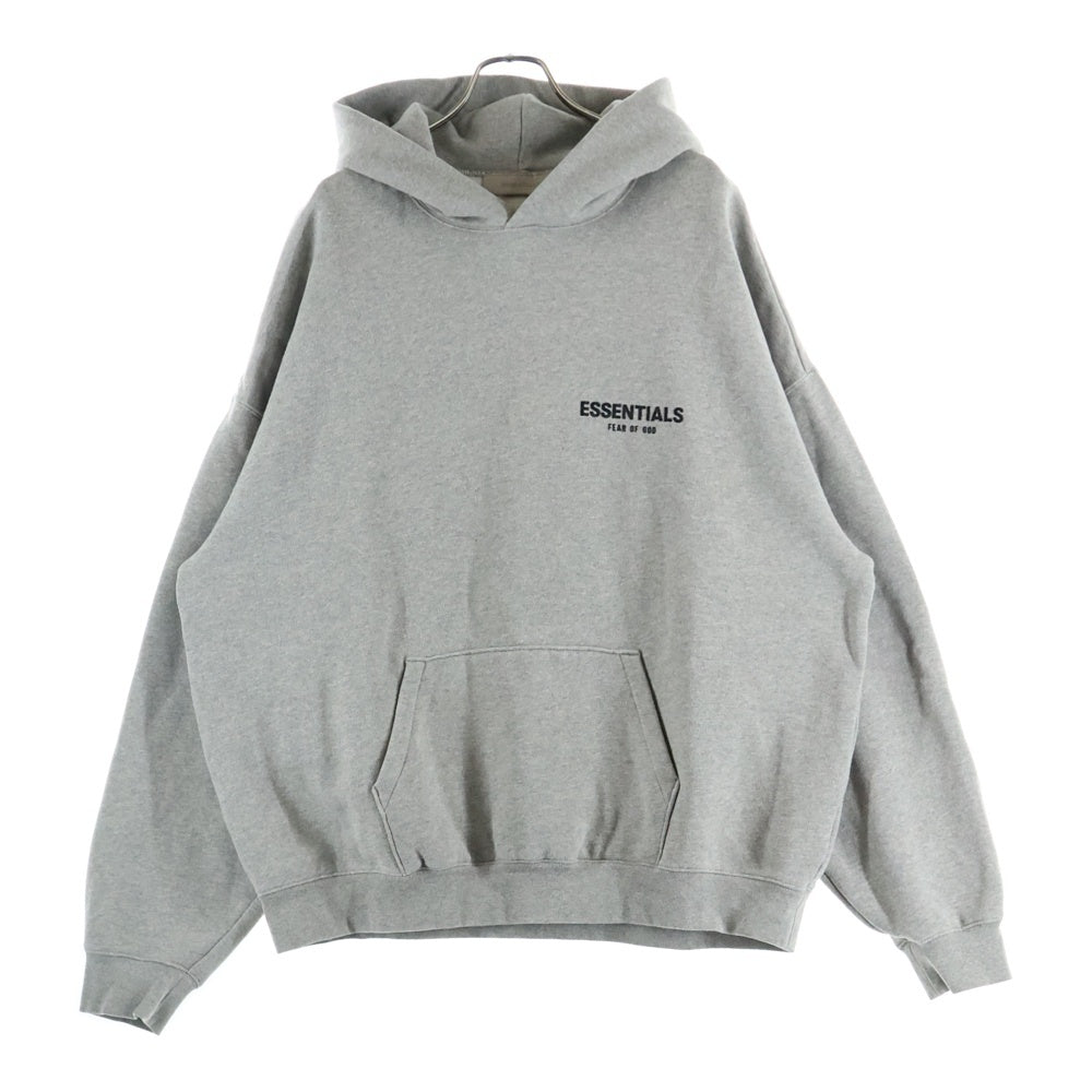 ESSENTIALS FEAR OF GOD(エッセンシャル フィアオブゴッド) フロッキー ロゴプリント プルオーバーパーカー フーディ グレー