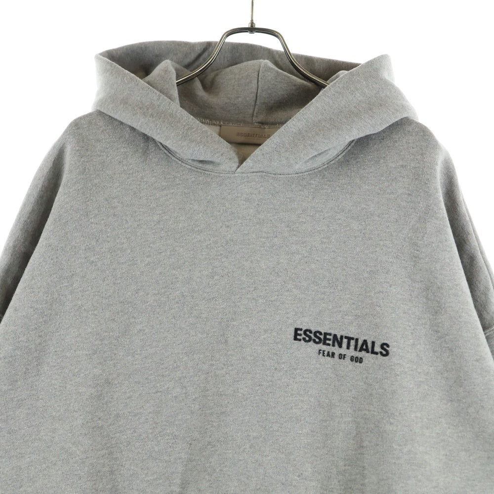 ESSENTIALS FEAR OF GOD(エッセンシャル フィアオブゴッド) フロッキー ロゴプリント プルオーバーパーカー フーディ グレー