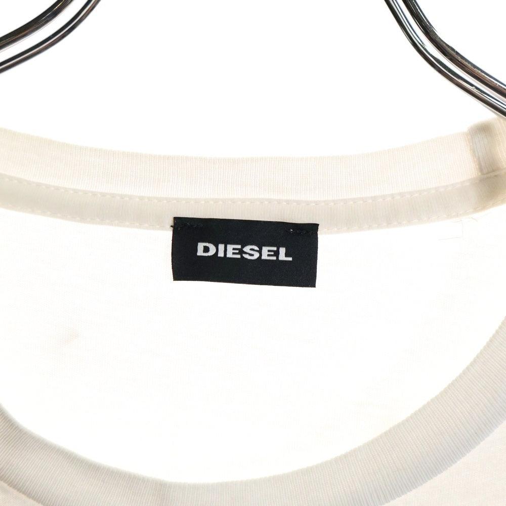 DIESEL(ディーゼル) フロント ロゴプリント グラフィティ 刺繍 長袖Tシャツ カットソー ホワイト