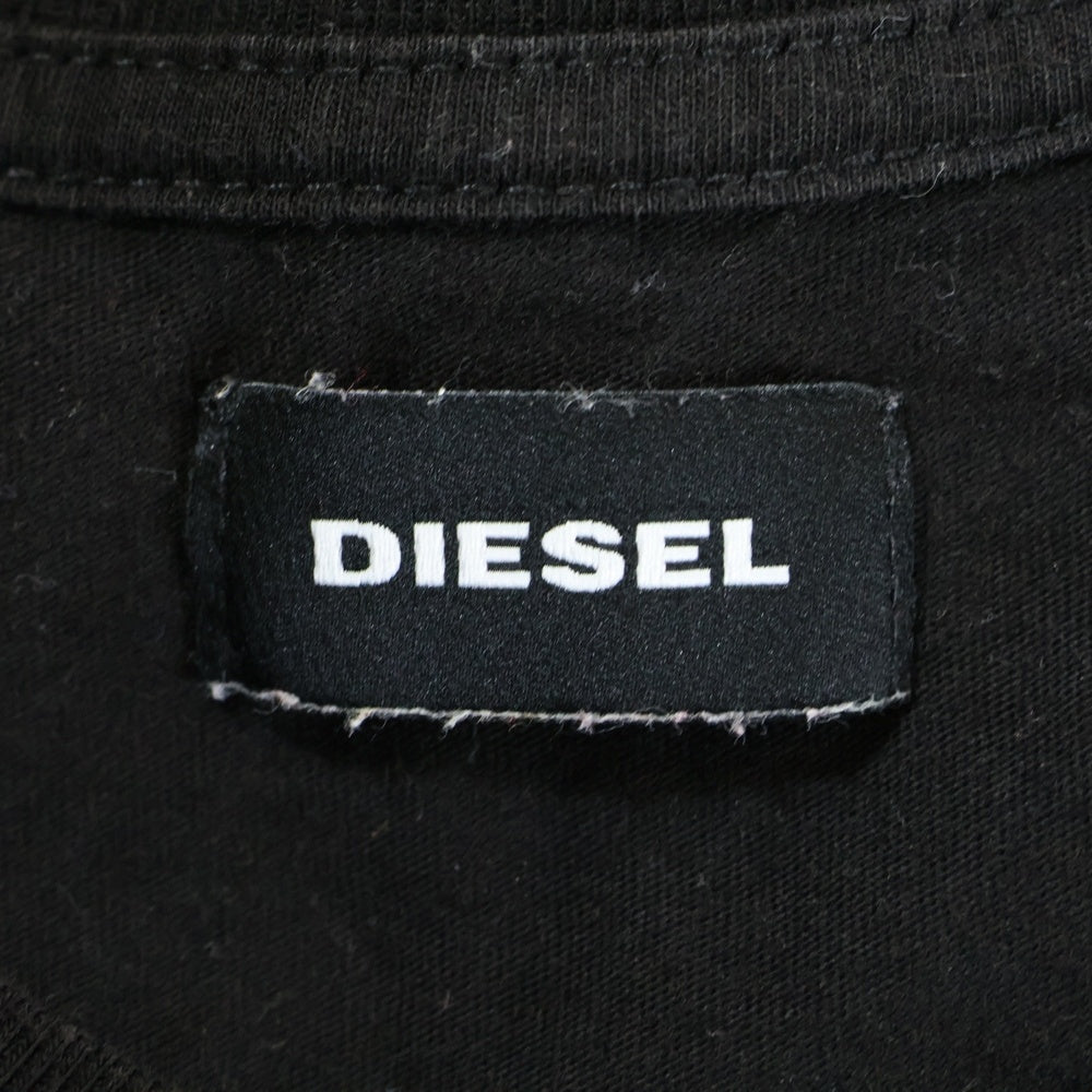 DIESEL(ディーゼル) 胸 デニムポケット 半袖Tシャツ カットソー ブラック