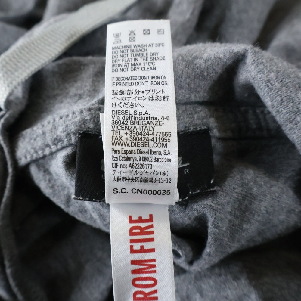 DIESEL(ディーゼル) フロント ロゴ プリント プルオーバーパーカー フーディ グレー