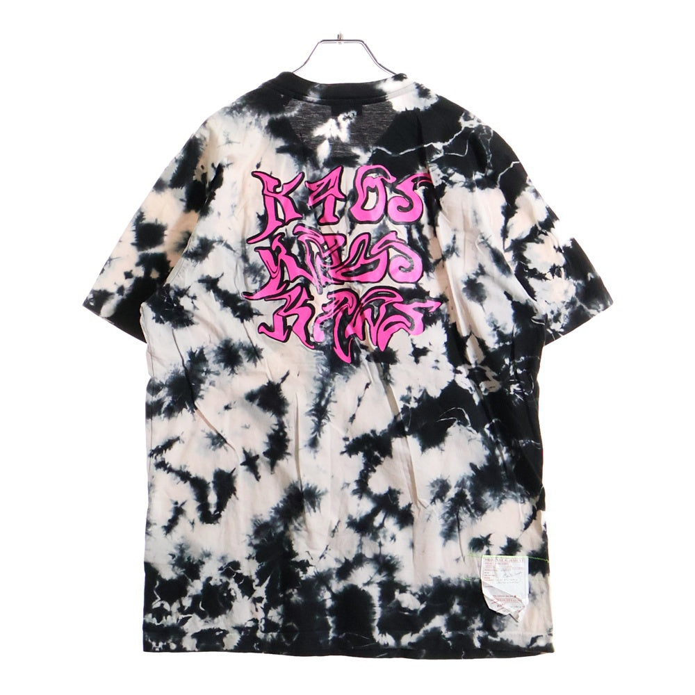 DIESEL ディーゼル タイダイTシャツ総柄 ロゴプレート付ホワイト×パープル DIESEL(ディーゼル) タイダイ 総柄 両面プリント 半袖Tシャツ