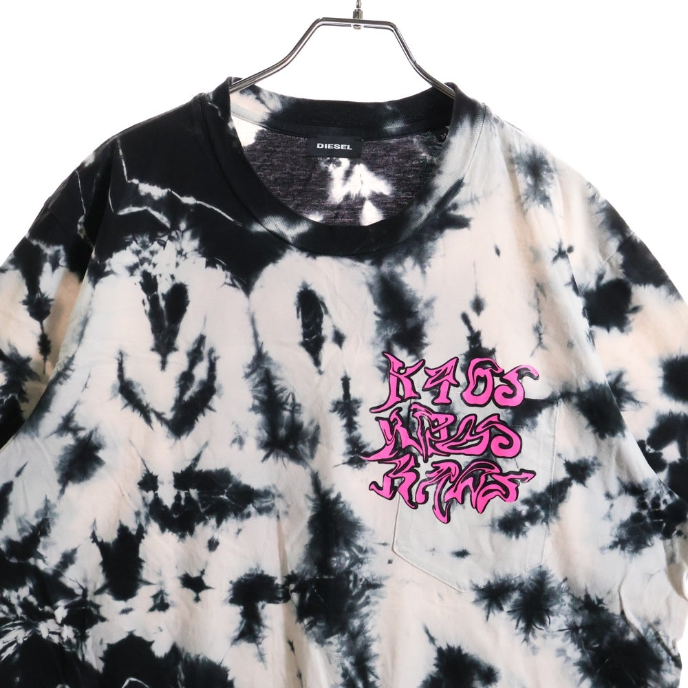 DIESEL(ディーゼル) タイダイ 総柄 両面プリント 半袖Tシャツ カットソー ブラック/ホワイト