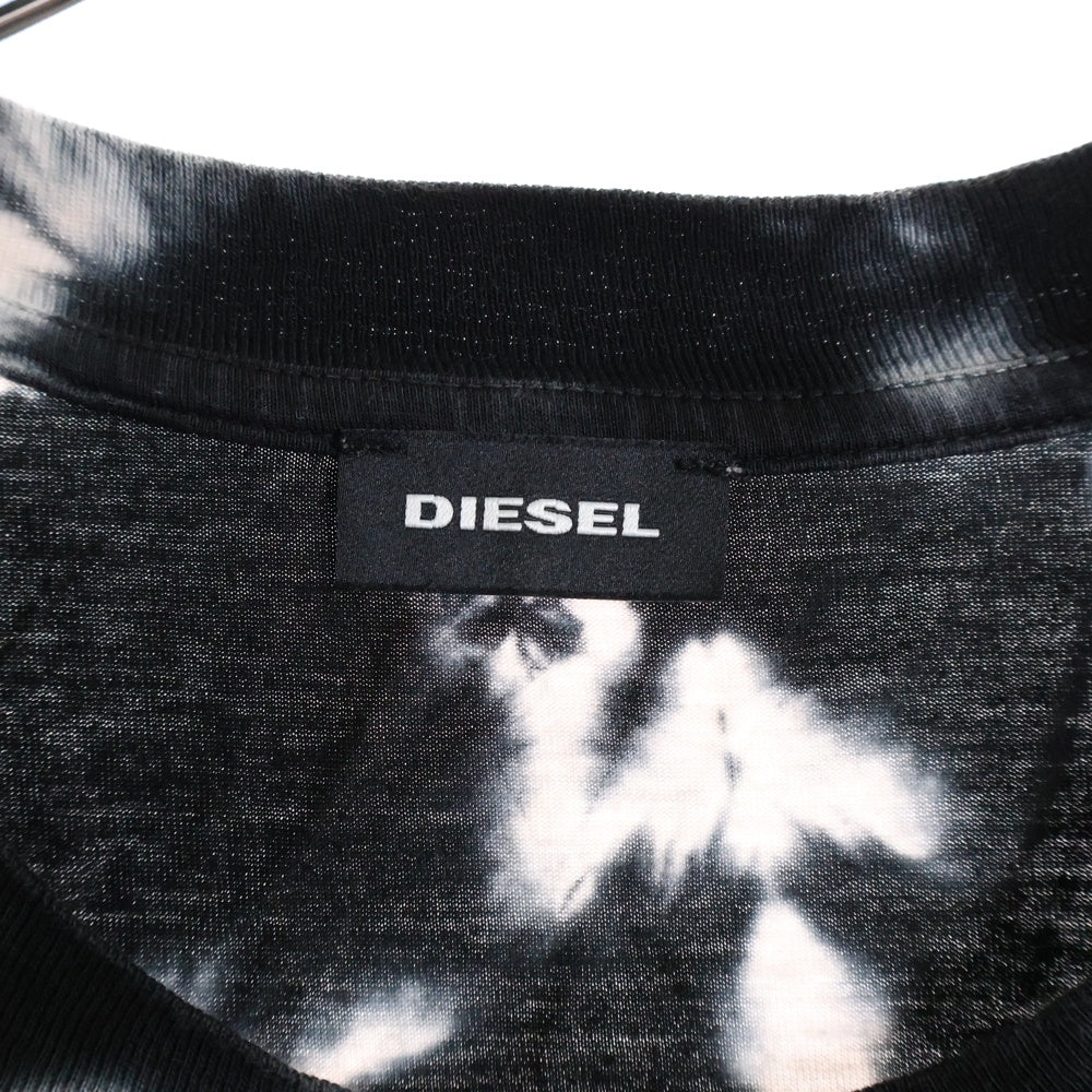 DIESEL(ディーゼル) タイダイ 総柄 両面プリント 半袖Tシャツ カットソー ブラック/ホワイト