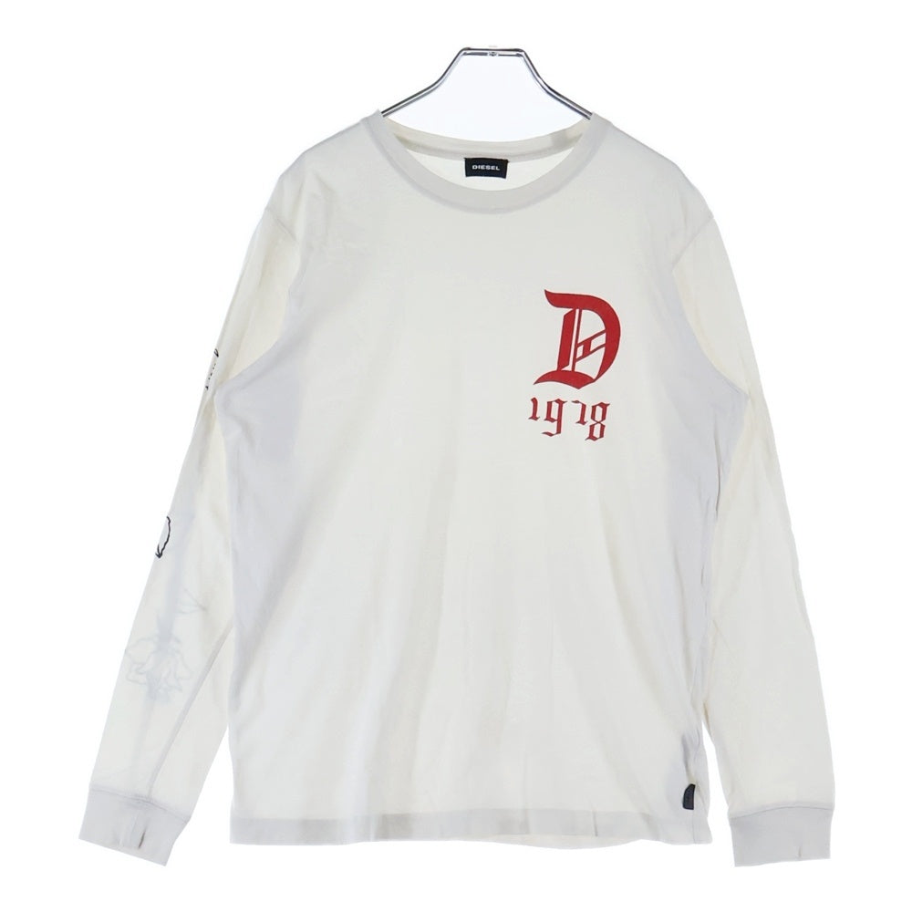 DIESEL(ディーゼル) フロント ロゴ プリント 長袖Tシャツ カットソー ホワイト