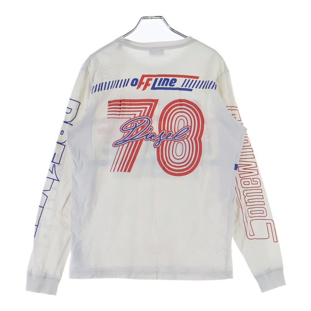 DIESEL(ディーゼル) BRAVE フロント プリント 長袖Tシャツ カットソー ホワイト