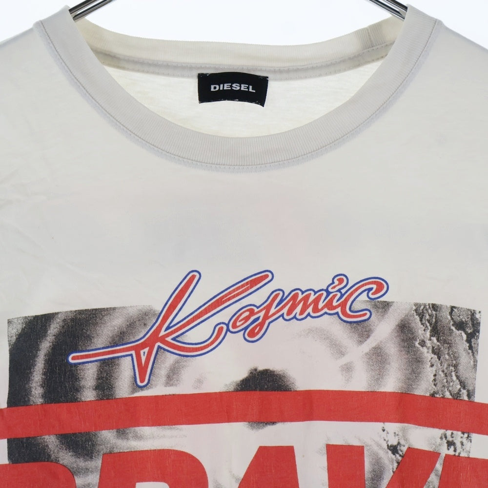 DIESEL(ディーゼル) BRAVE フロント プリント 長袖Tシャツ カットソー ホワイト