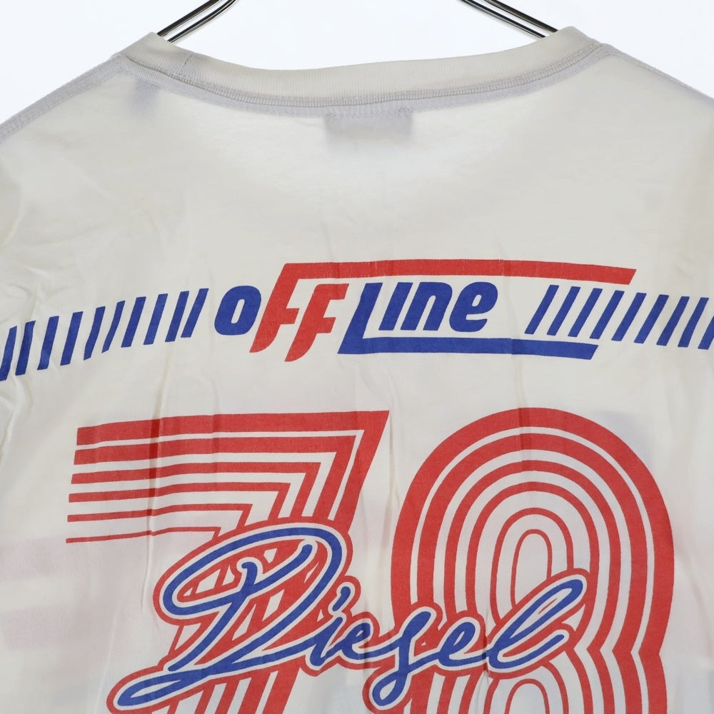 DIESEL(ディーゼル) BRAVE フロント プリント 長袖Tシャツ カットソー ホワイト