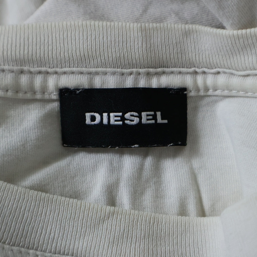 DIESEL(ディーゼル) BRAVE フロント プリント 長袖Tシャツ カットソー ホワイト
