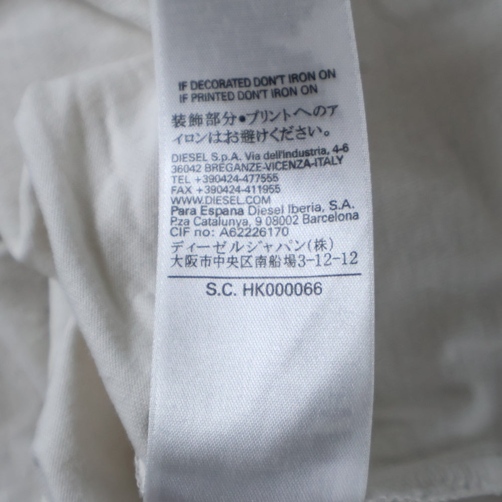 DIESEL(ディーゼル) BRAVE フロント プリント 長袖Tシャツ カットソー ホワイト