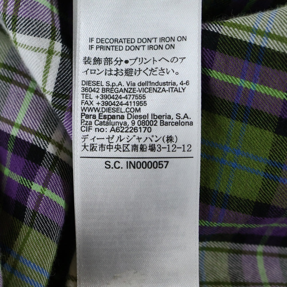 DIESEL(ディーゼル) コットン 長袖 チェック シャツ パープル
