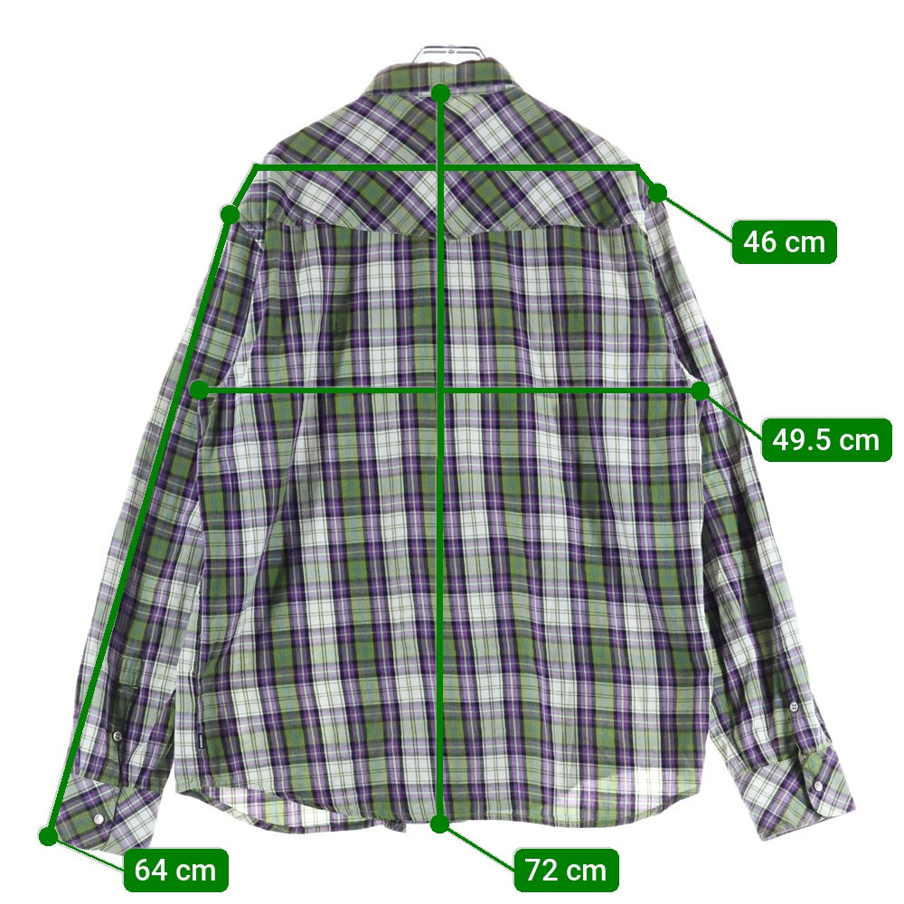 DIESEL(ディーゼル) コットン 長袖 チェック シャツ パープル