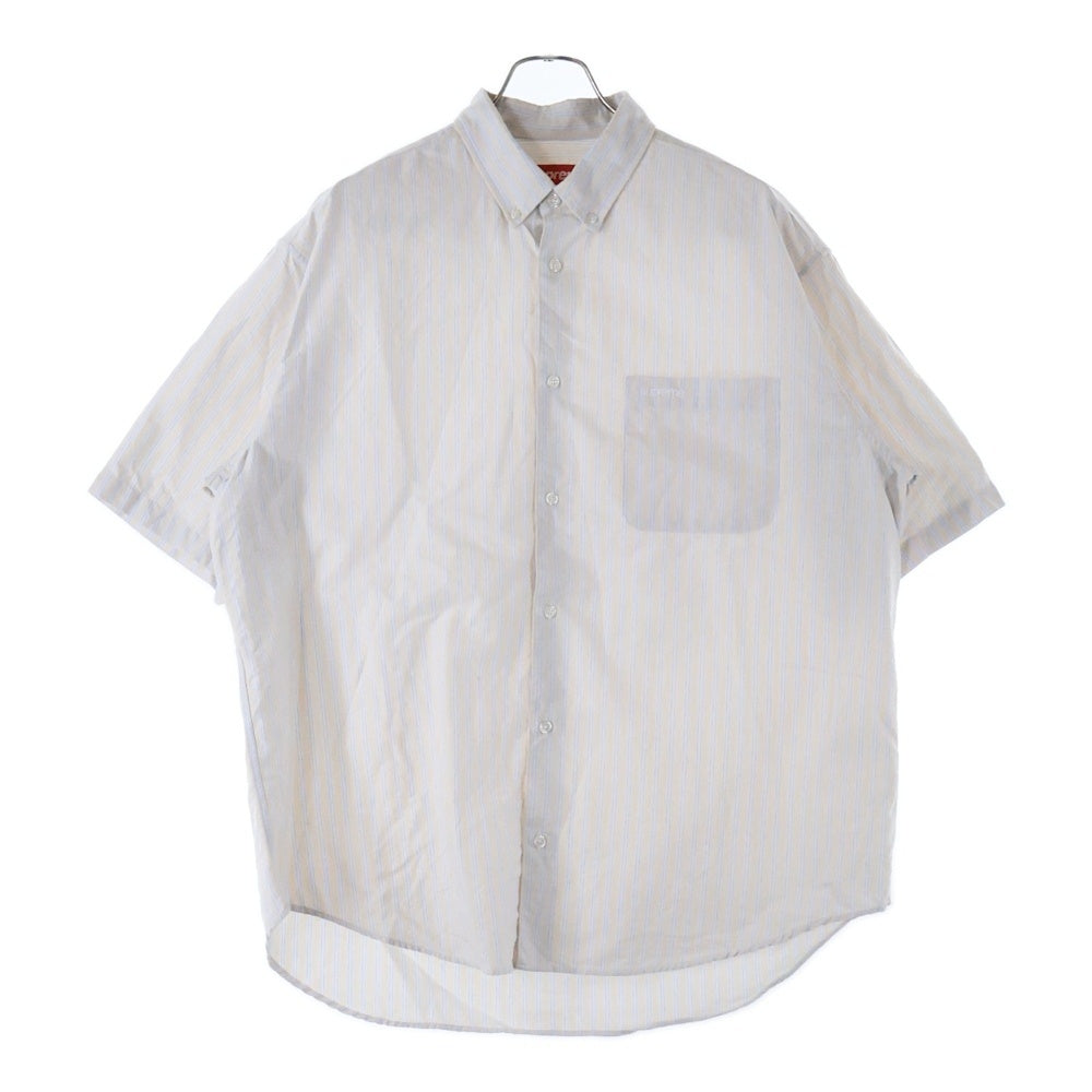 SUPREME(シュプリーム) 25SS Loose Fit Oxford S/S Shirts ルーズフィット ピンストライプ オックスフォード ボタンダウン 半袖シャツ ベージュ