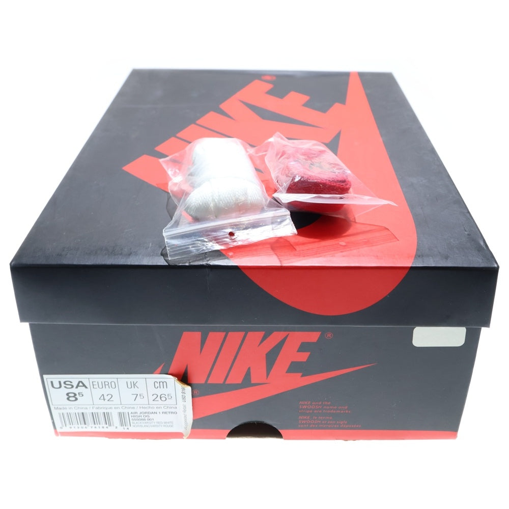 NIKE(ナイキ) 【観賞用 2016年製】 AIR JORDAN 1 RETRO HIGH OG BANNED BRED 555088-001 エアジョーダン1 バーンド ブレッド ハイカットスニーカー US8.5/26.5cm