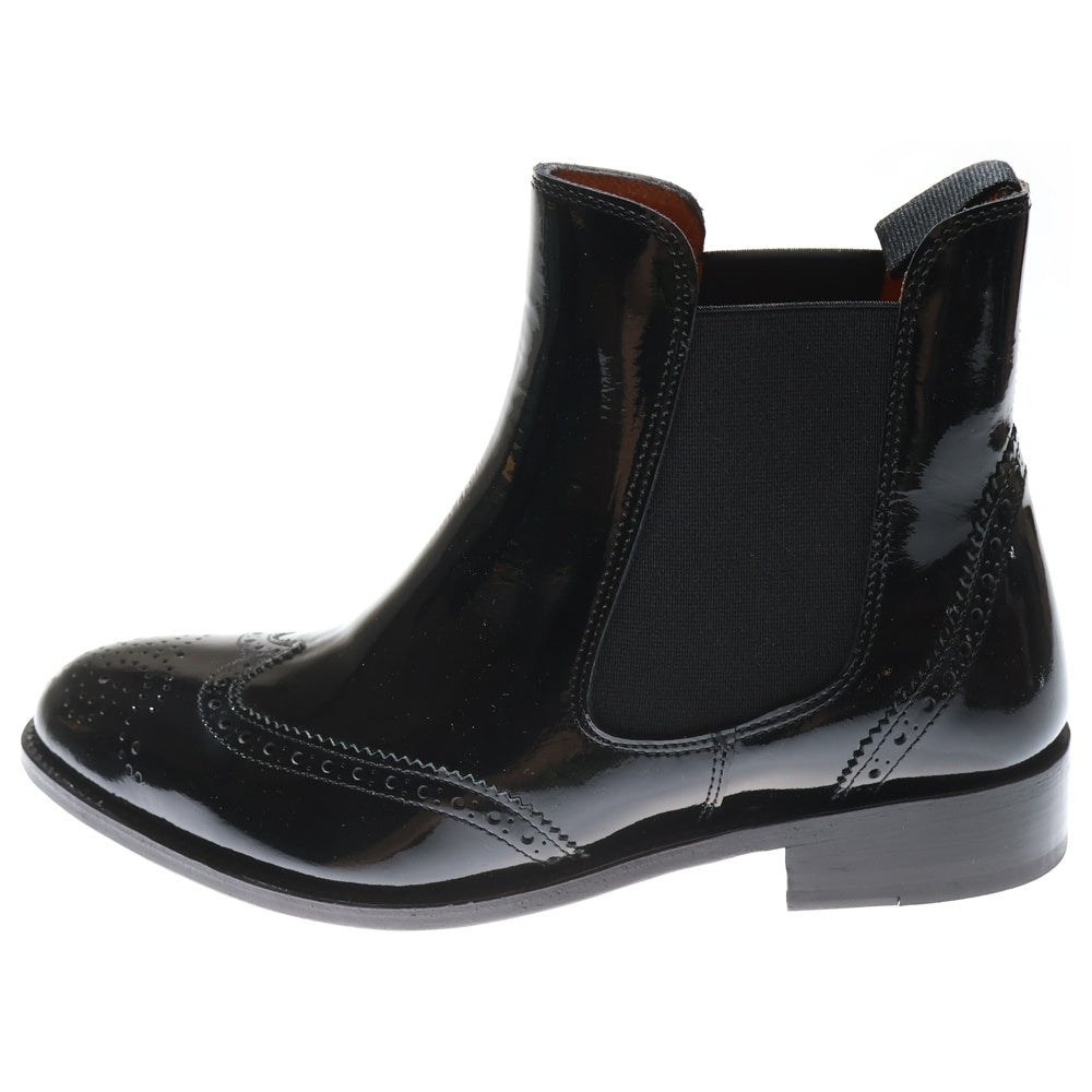 Palanco(パランコ) サイドゴア ウィングチップ パテントレザーブーツ ブラック 805