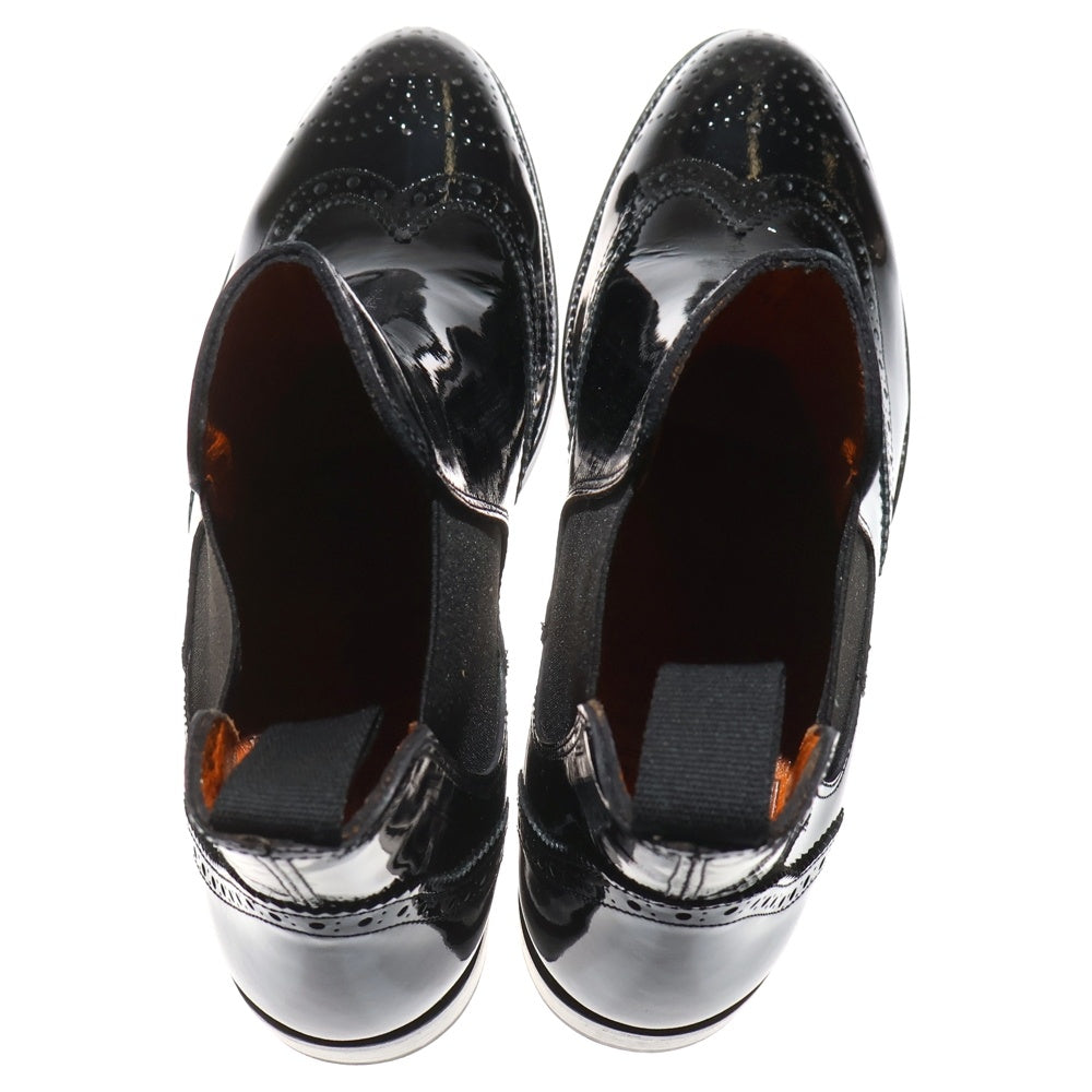 Palanco(パランコ) サイドゴア ウィングチップ パテントレザーブーツ ブラック 805