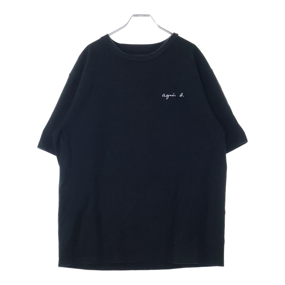 agnes b.(アニエスベー) フロントロゴ刺繍 クルーネック半袖Tシャツ カットソー ブラック EAC9 JEJ3