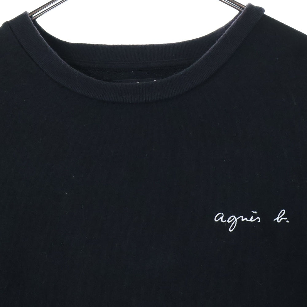 agnes b.(アニエスベー) フロントロゴ刺繍 クルーネック半袖Tシャツ カットソー ブラック EAC9 JEJ3