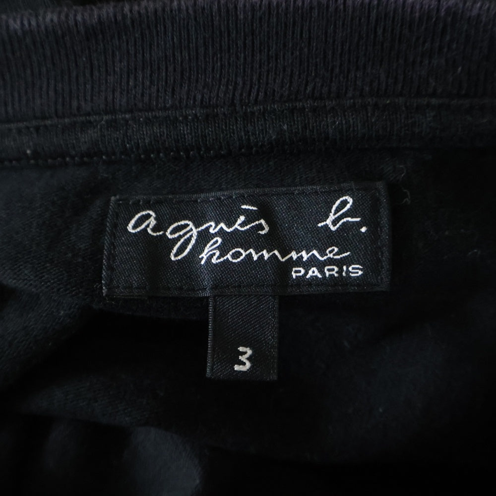 agnes b.(アニエスベー) フロントロゴ刺繍 クルーネック半袖Tシャツ カットソー ブラック EAC9 JEJ3