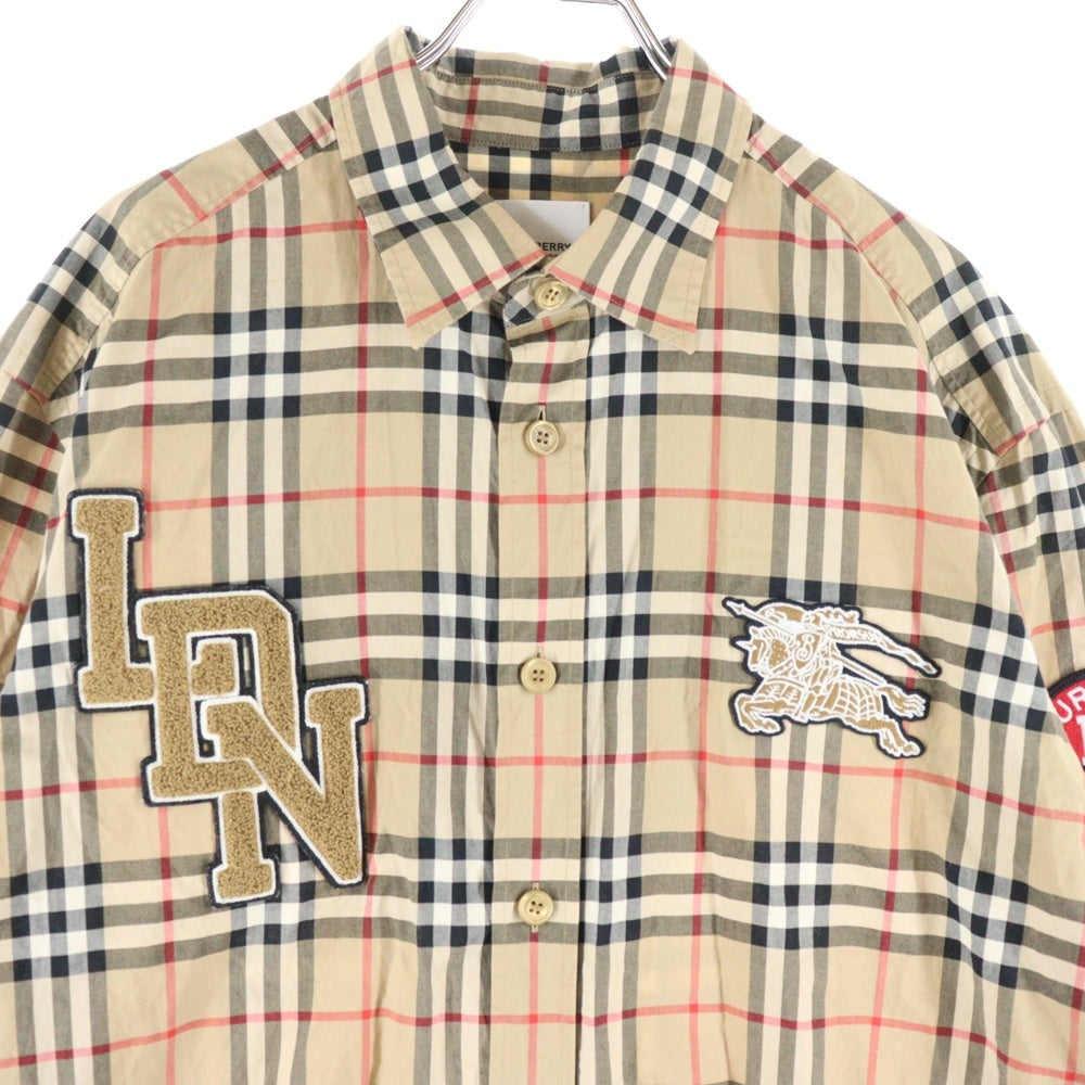 BURBERRY(バーバリー) 19AW SW1 LOGO CHECK SHIRTS ノバチェック 刺繍ロゴ 長袖チェックシャツ ベージュ 8024529