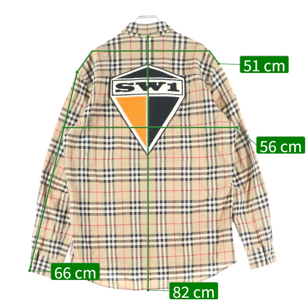 BURBERRY(バーバリー) 19AW SW1 LOGO CHECK SHIRTS ノバチェック 刺繍ロゴ 長袖チェックシャツ ベージュ 8024529