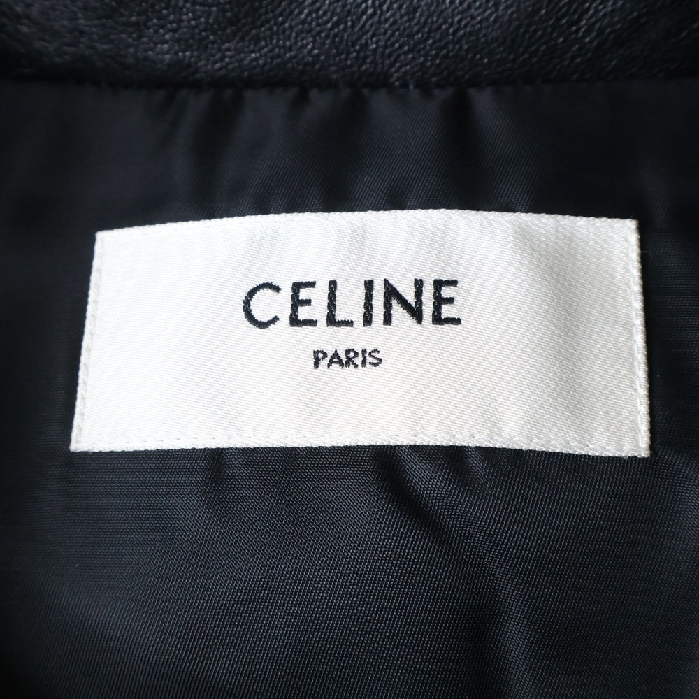 CELINE(セリーヌ) 21AW Puffer Jacket ラムスキン クロップド キルティング パファージャケット フーディー ブラック 2EA26978E