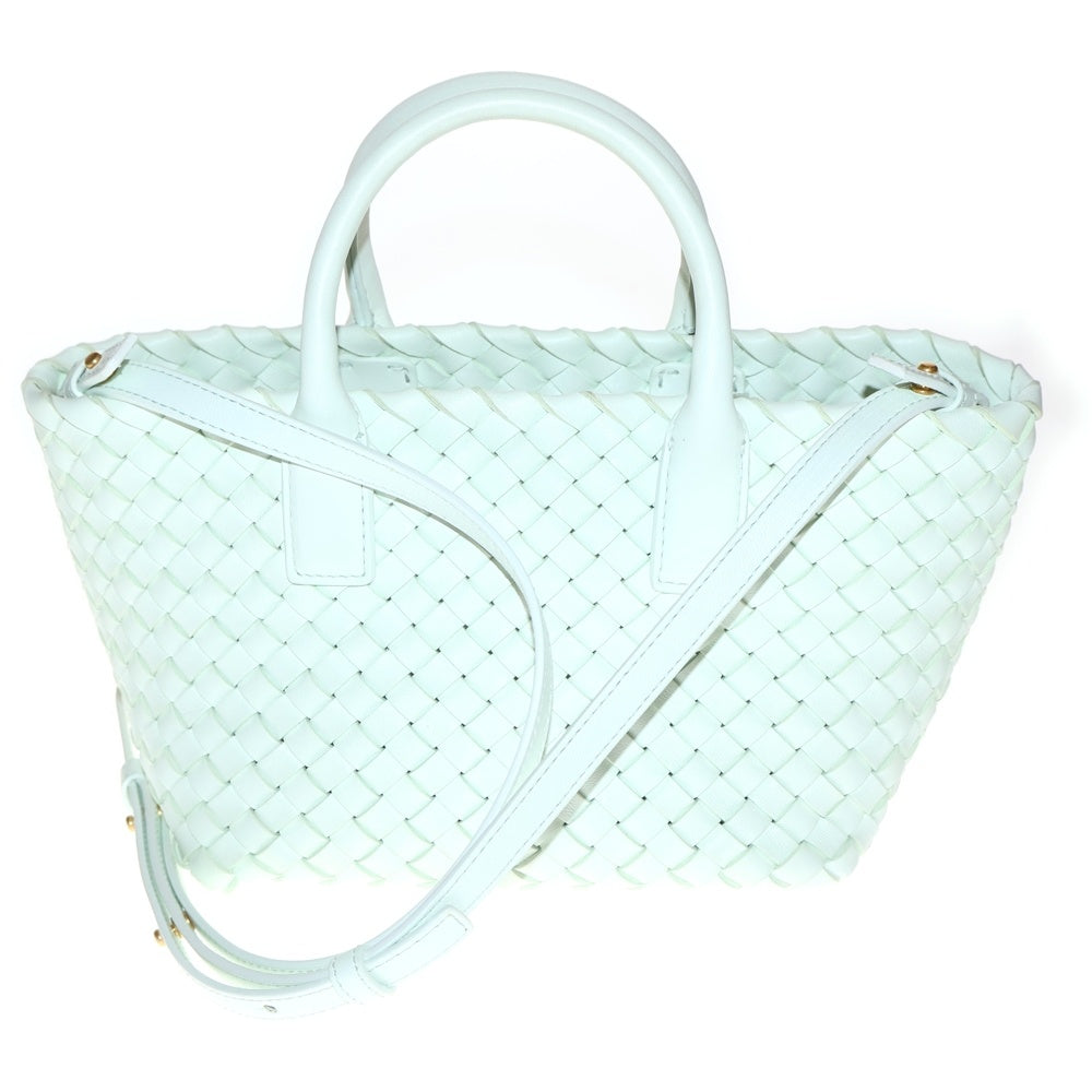 BOTTEGA VENETA(ボッテガヴェネタ) ミニ カバ ポーチ付き イントレチャート ラムスキンレザー 2WAY ショルダーバッグ ハンドバッグ ミントグリーン 781670