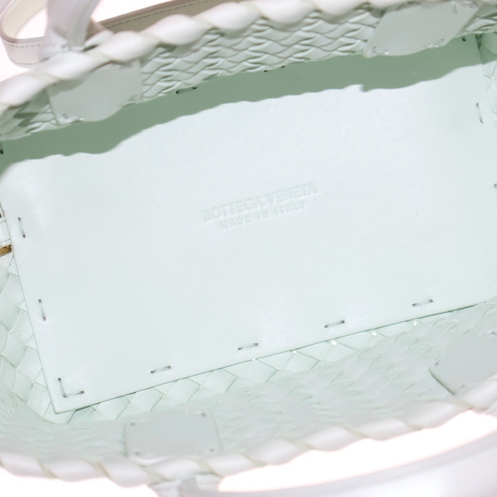 BOTTEGA VENETA(ボッテガヴェネタ) ミニ カバ ポーチ付き イントレチャート ラムスキンレザー 2WAY ショルダーバッグ ハンドバッグ ミントグリーン 781670