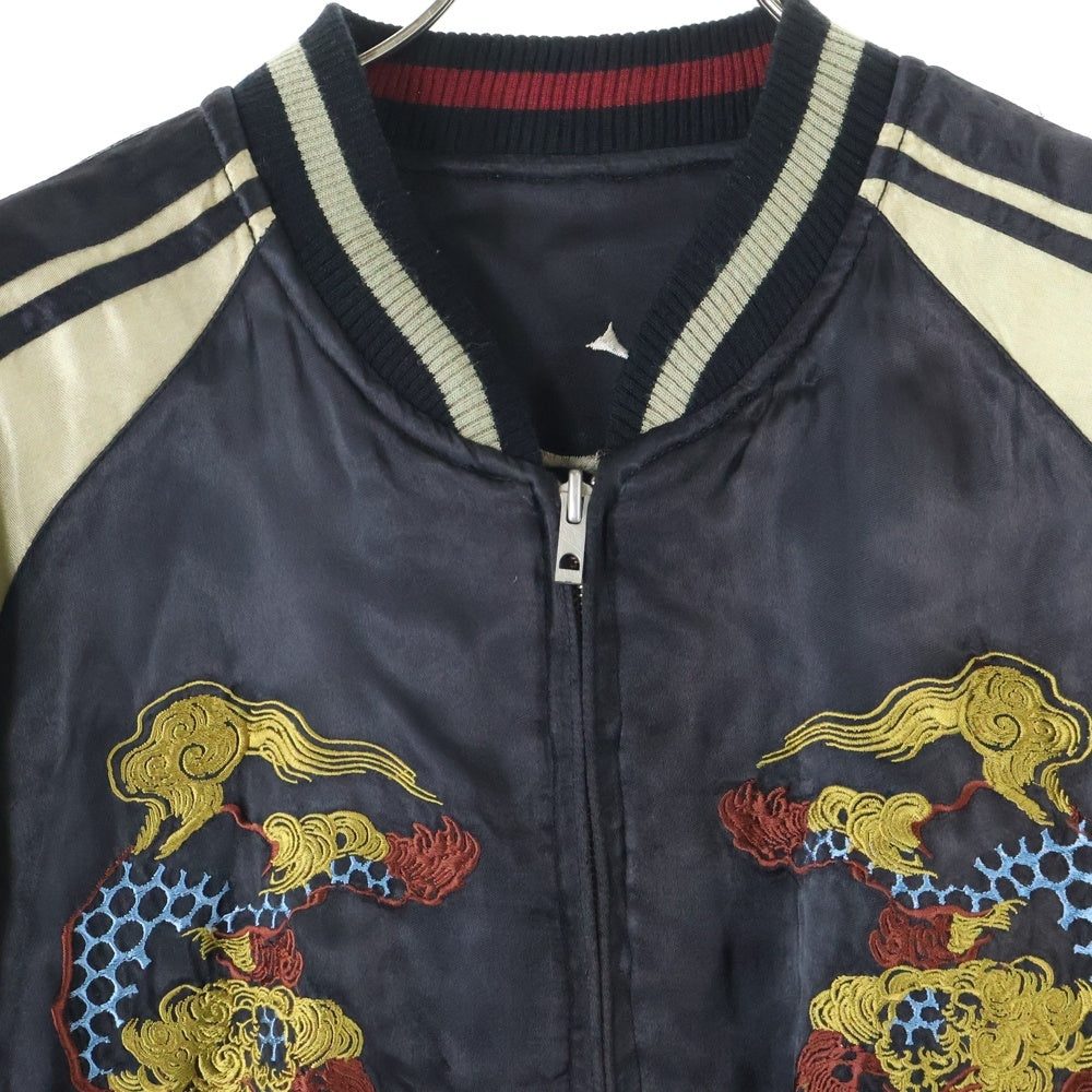 花旅楽団(ハナタビガクダン) JAPANESE CLASIC SCRIPT 唐獅子 刺繍 リバーシブル スカジャン スーベニアジャケット マルチ