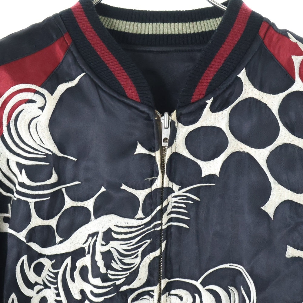 花旅楽団(ハナタビガクダン) JAPANESE CLASIC SCRIPT 唐獅子 刺繍 リバーシブル スカジャン スーベニアジャケット マルチ