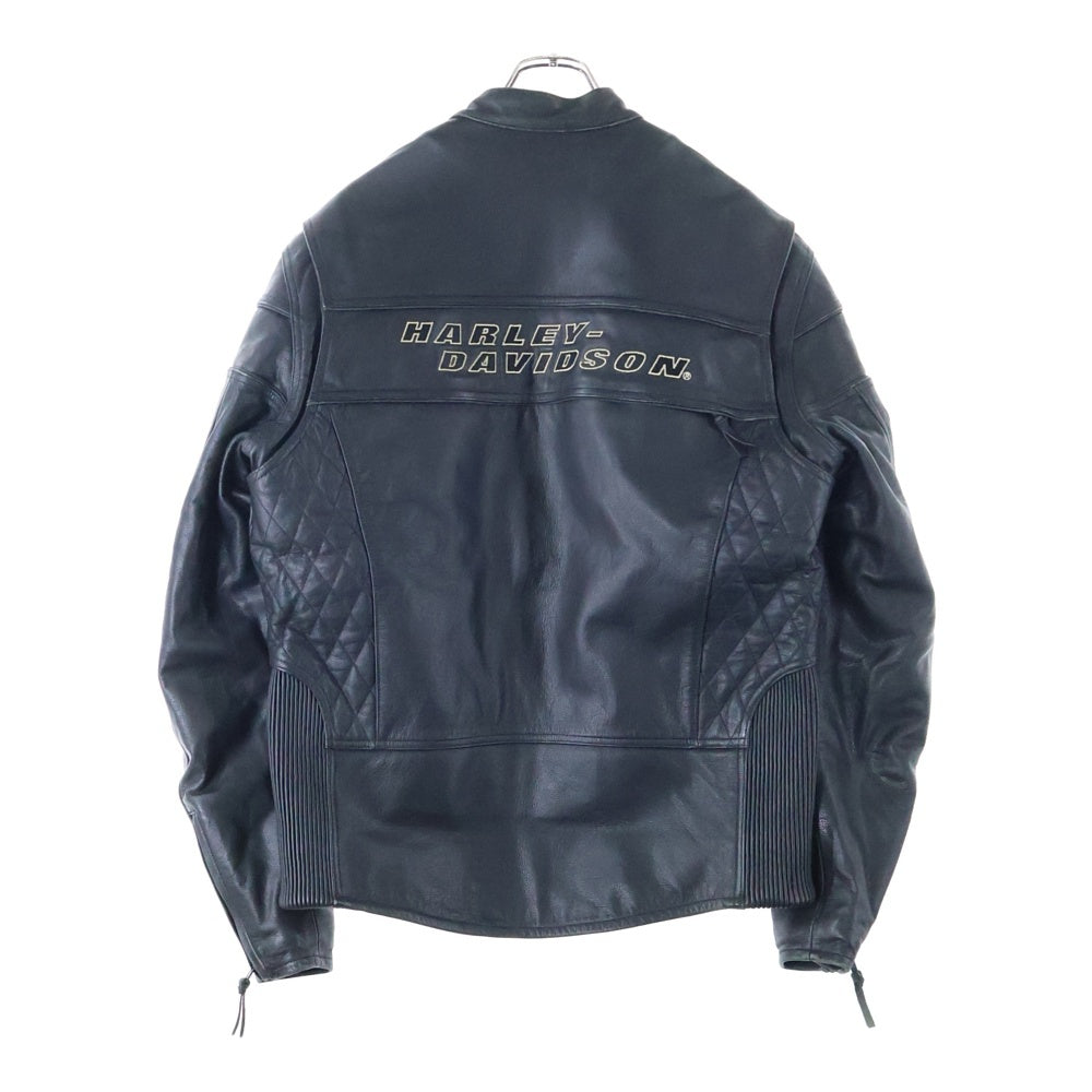 HARLEY DAVIDSON(ハーレーダビッドソン) Padded Cafe Motorcycle Jacket キルティング シングル ライダース レザージャケット ブラック