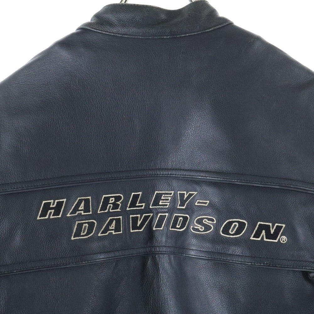 HARLEY DAVIDSON(ハーレーダビッドソン) Padded Cafe Motorcycle Jacket キルティング シングル ライダース レザージャケット ブラック